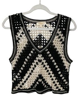 Rebellion Women’s Crochet Black & White Vest. Size L